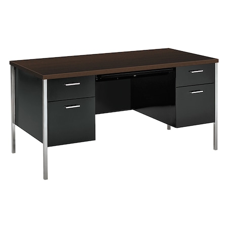 Hon Pedestal Desk Desk, 34000, 2Dw, 60W, Mca, 30" D X 29-1/2" H, 60" W X Laminate, Mocha HON34962MOP